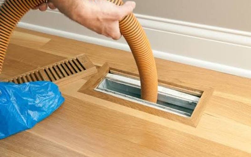 Air Duct Cleaning in progress