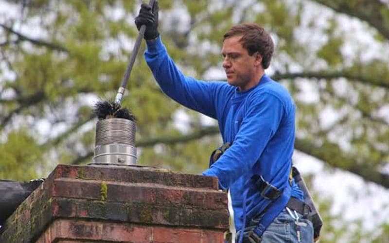 Chimney Cleaning in progress