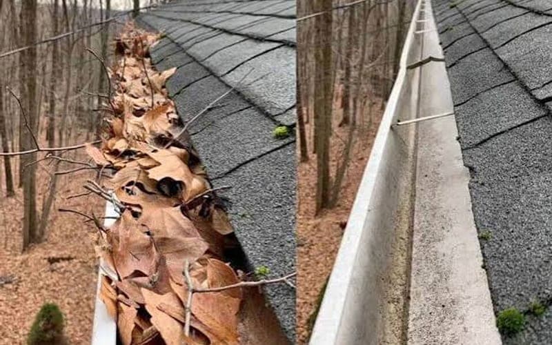 Gutter Cleaning in progress